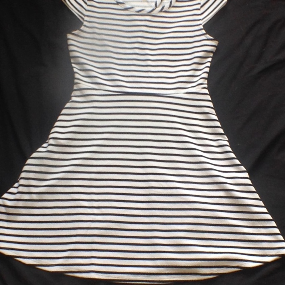 Black and white striped dress